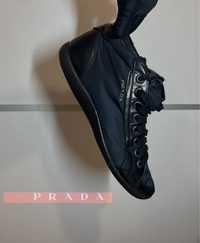 оригiнал чоловічі Prada Sport Black Nylon And Leather Lace