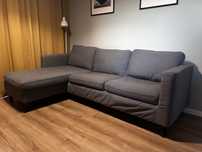 PÄRUP Narożnik Sofa 3-osobowa z szezlongiem Szary