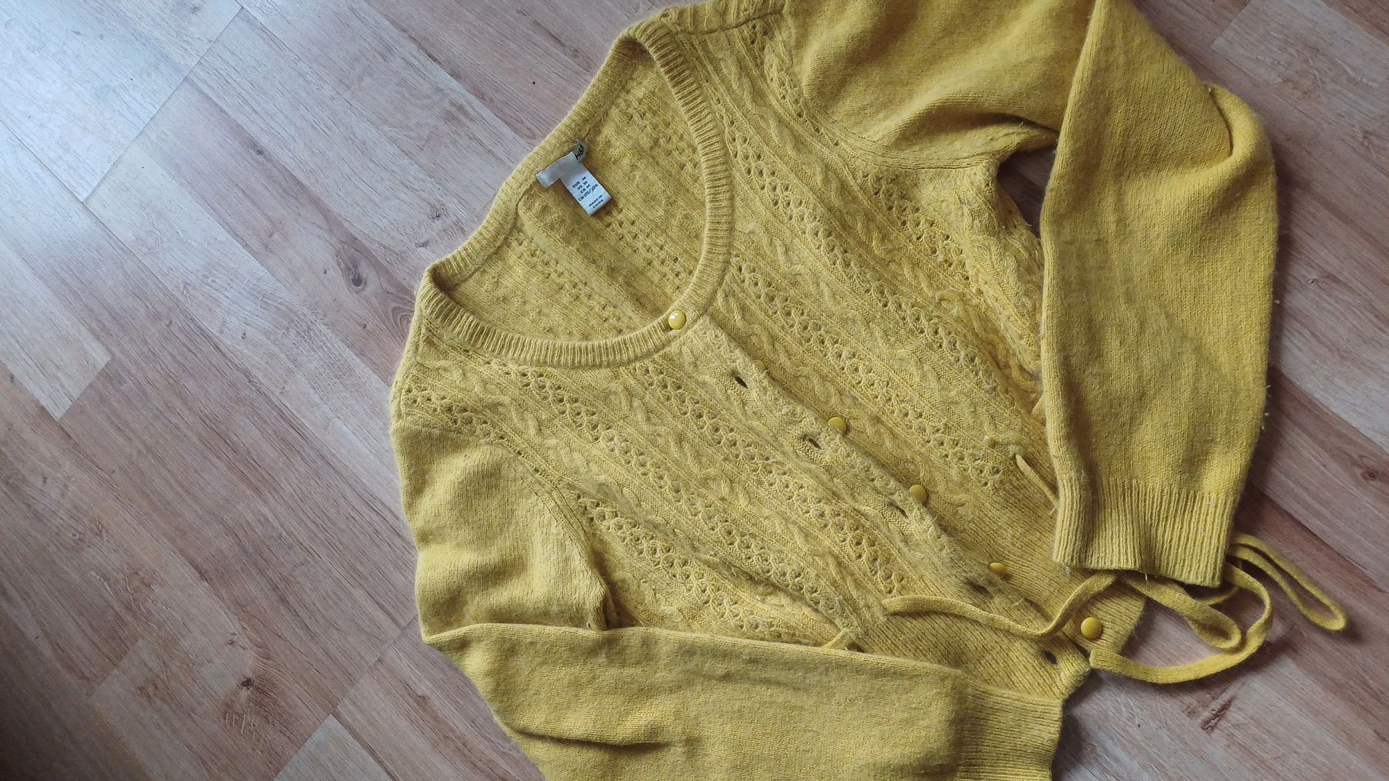 Sweterek damski 50% angora żółty ciepły miękki