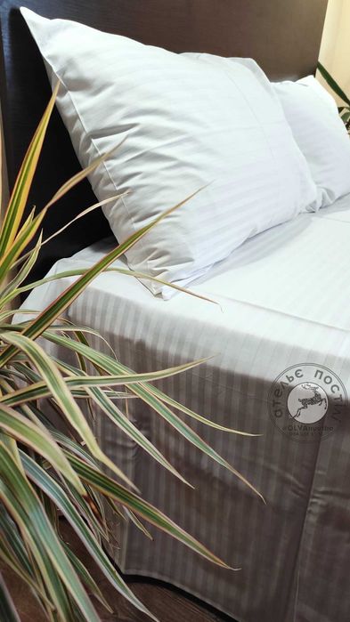 Постіль страйп сатин сірий, білий, рожевий, беж. Пошив на замовлення