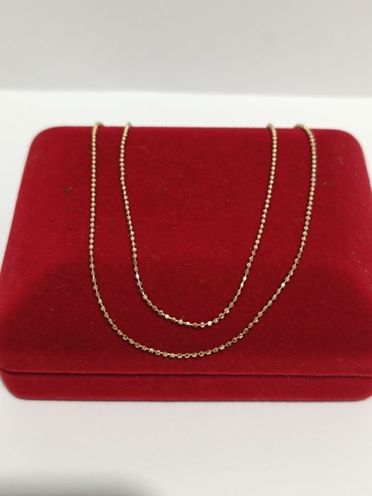 Złoty łańcuszek splot Kulki diamentowany dł.50cm, złoto próby 585