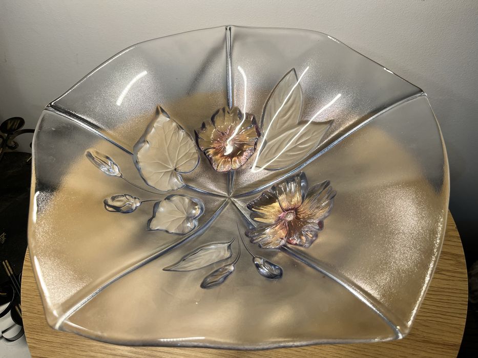 Zestaw 2 Dużych Szklanych Tac/Półmisków Dekoracyjnych