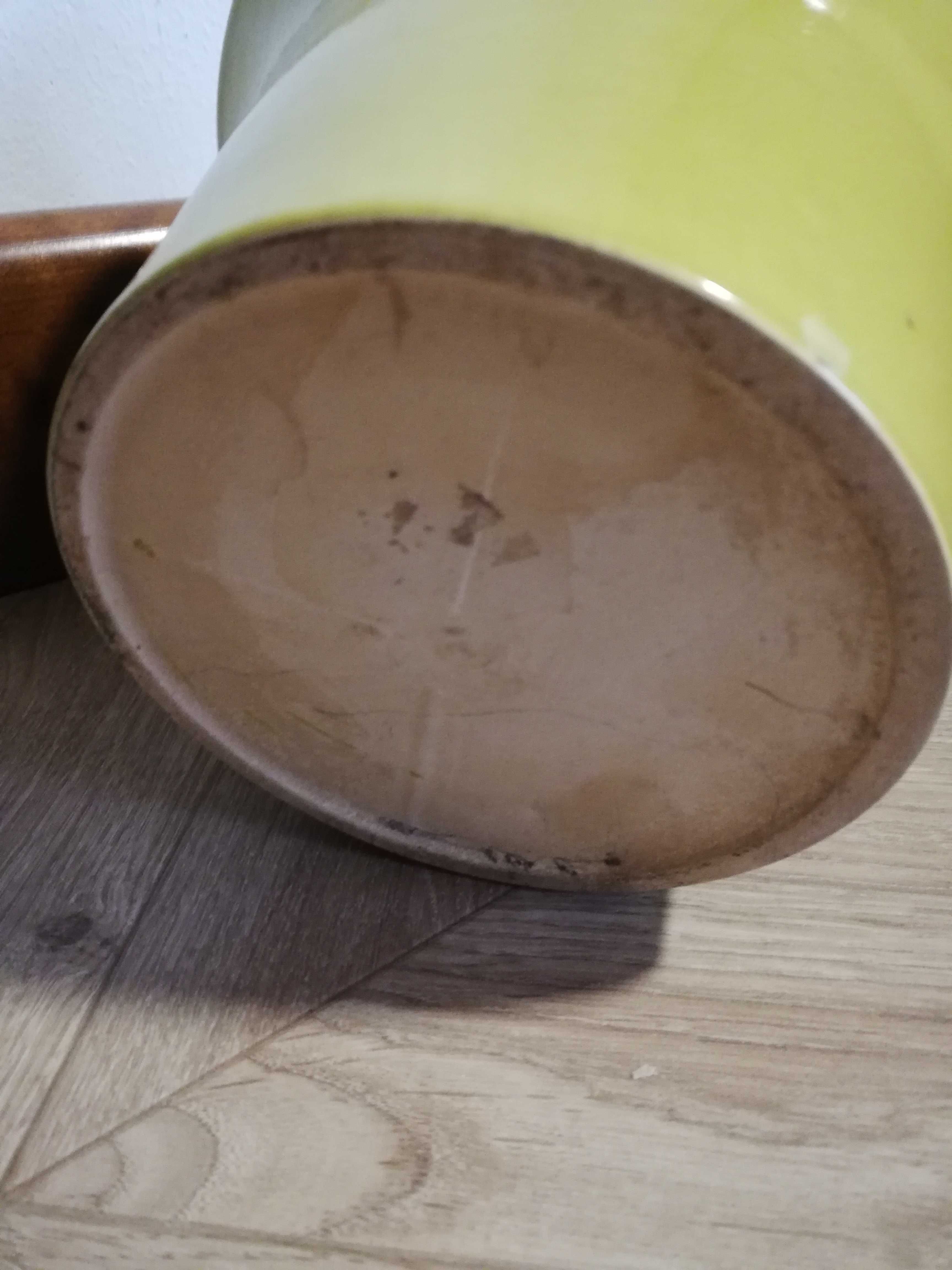 URLOP Doniczka ceramiczna limonkowa osłonka gruby rant