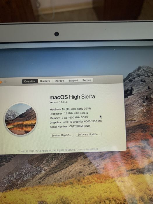 Ноутбук apple a1466 macbook air 2015