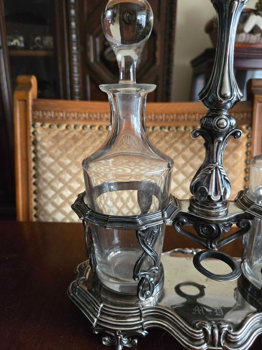 Srebrny kabaret styl Biedermeier Pr 950 Minerva Francja-Paryż XIXw