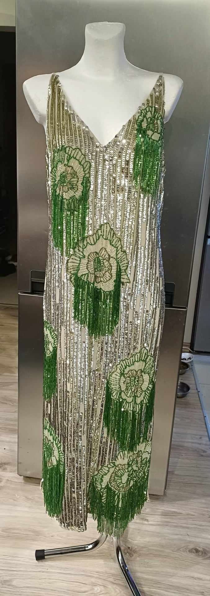 Zjawiskowa suknia Asos srebrno zielona  rozmiar 42