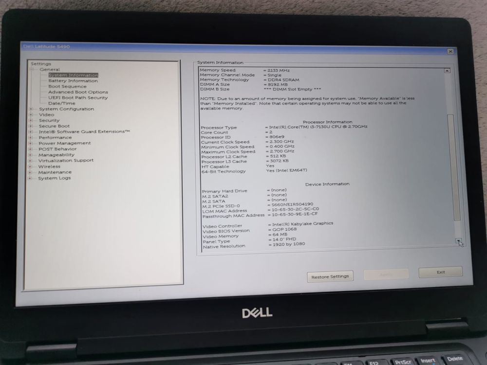 Laptop Dell Latitude 5490, i3, FULL HD, 8 GB RAM