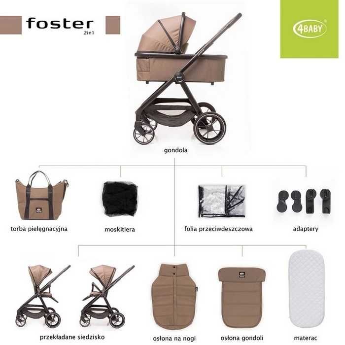 4Baby Foster Wózek Głęboko-Spacerowy 2w1 Mokka