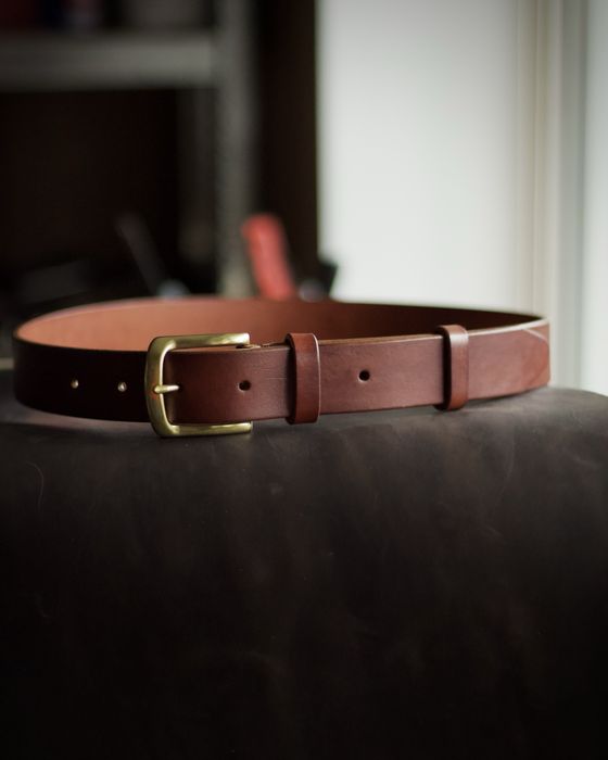 Ремінь шкіряний чоловічий класичний 35 мм з латунною пряжкою / ремень