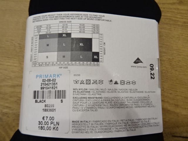 Primark 3 x nowe czarne rajstopy S
