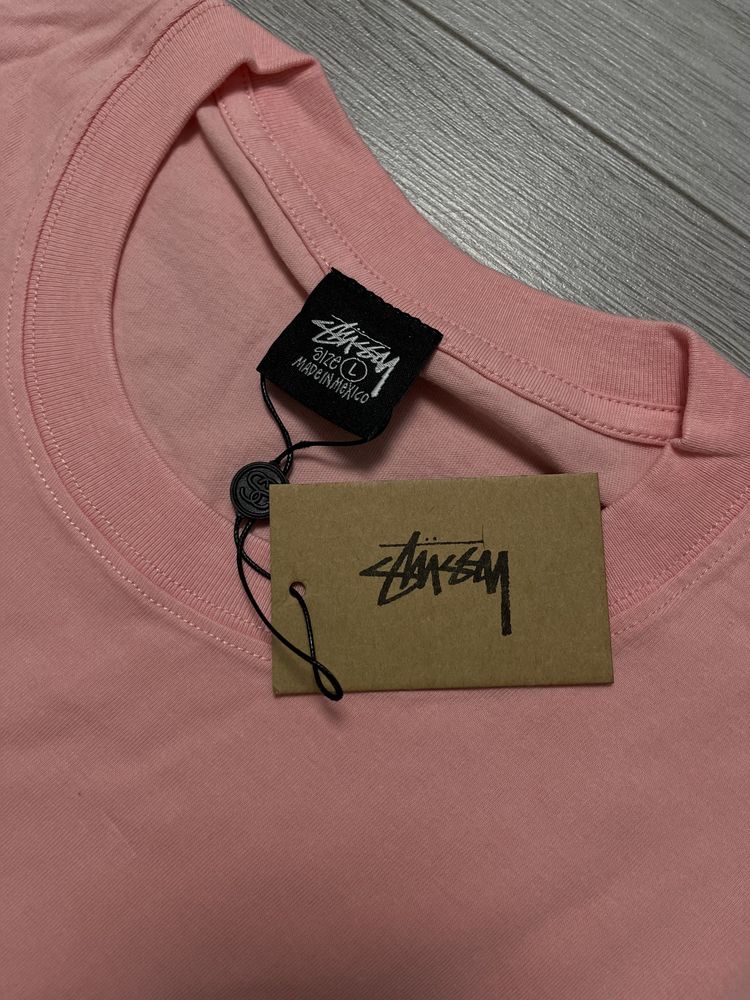 Футболка Stussy рожева | з принтом