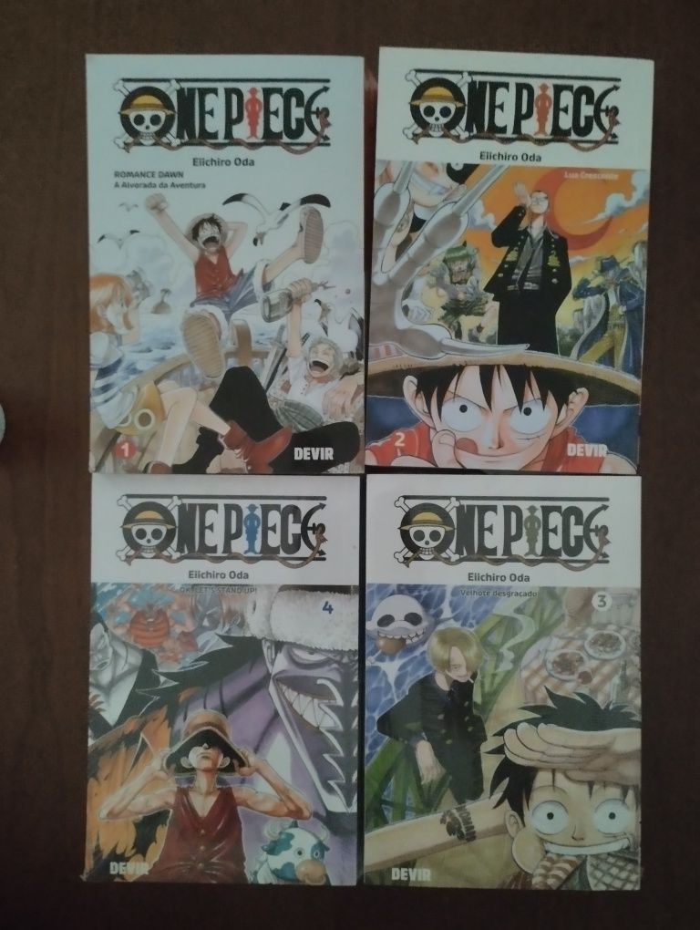 Livro One Piece português Vol. 1 e 2 usado, Vol. 3 e 4 Novos embalados