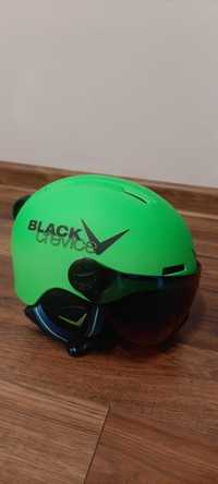 Kask narciarski snowboard Black Crevice, okulary, rozm. XS