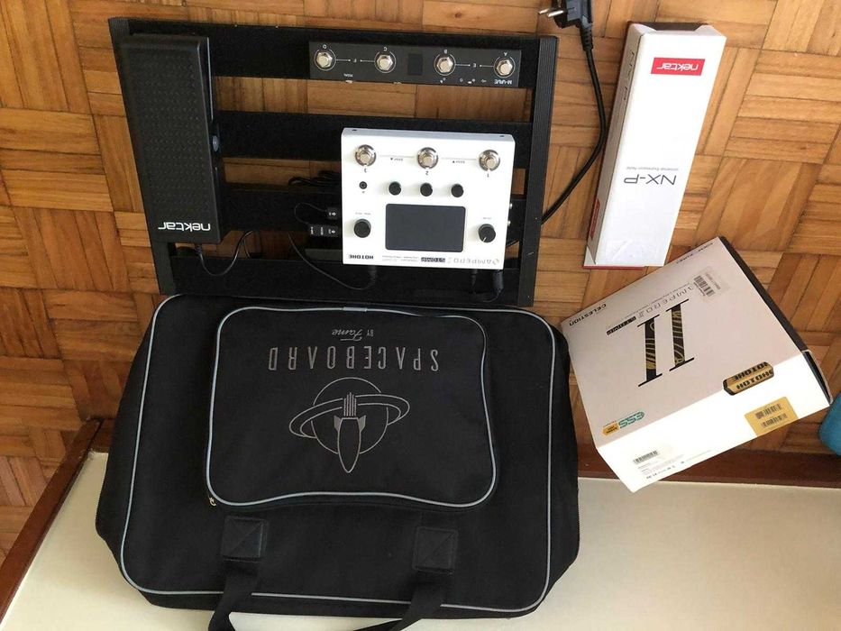 Pedalboard completa – Ampero Stomp II + controlador + pedal + saco