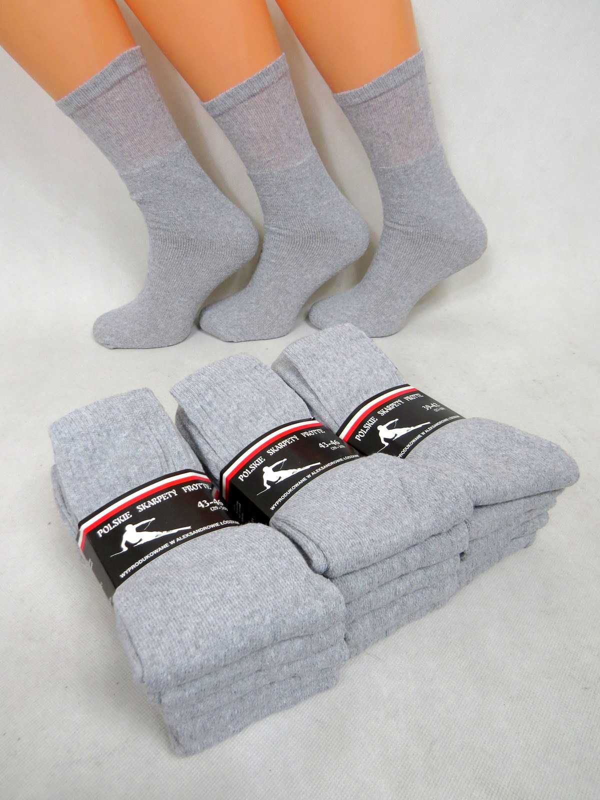 15 x Klasyczne skarpety męskie SZARE 39-42 bawełniane frotte 27-28cm