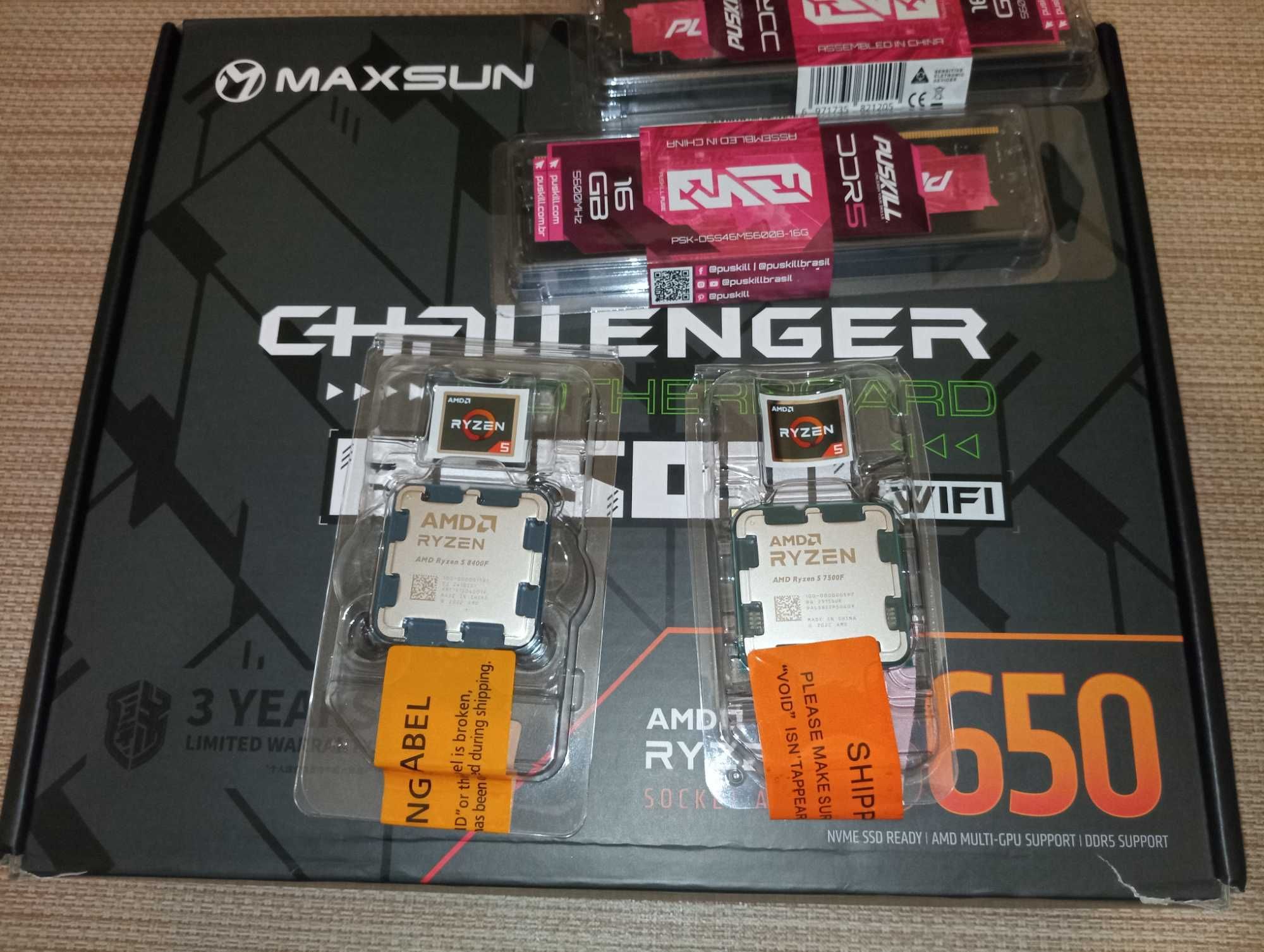 AM5 AMD Ryzen 5 8400f, MAXSUN B650M WIFI, DDR5 32GB(2x16) комплект