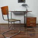 Biurko Art Deco Bauhaus Czereśnia Ciemny Brąz Chrom Modernizm