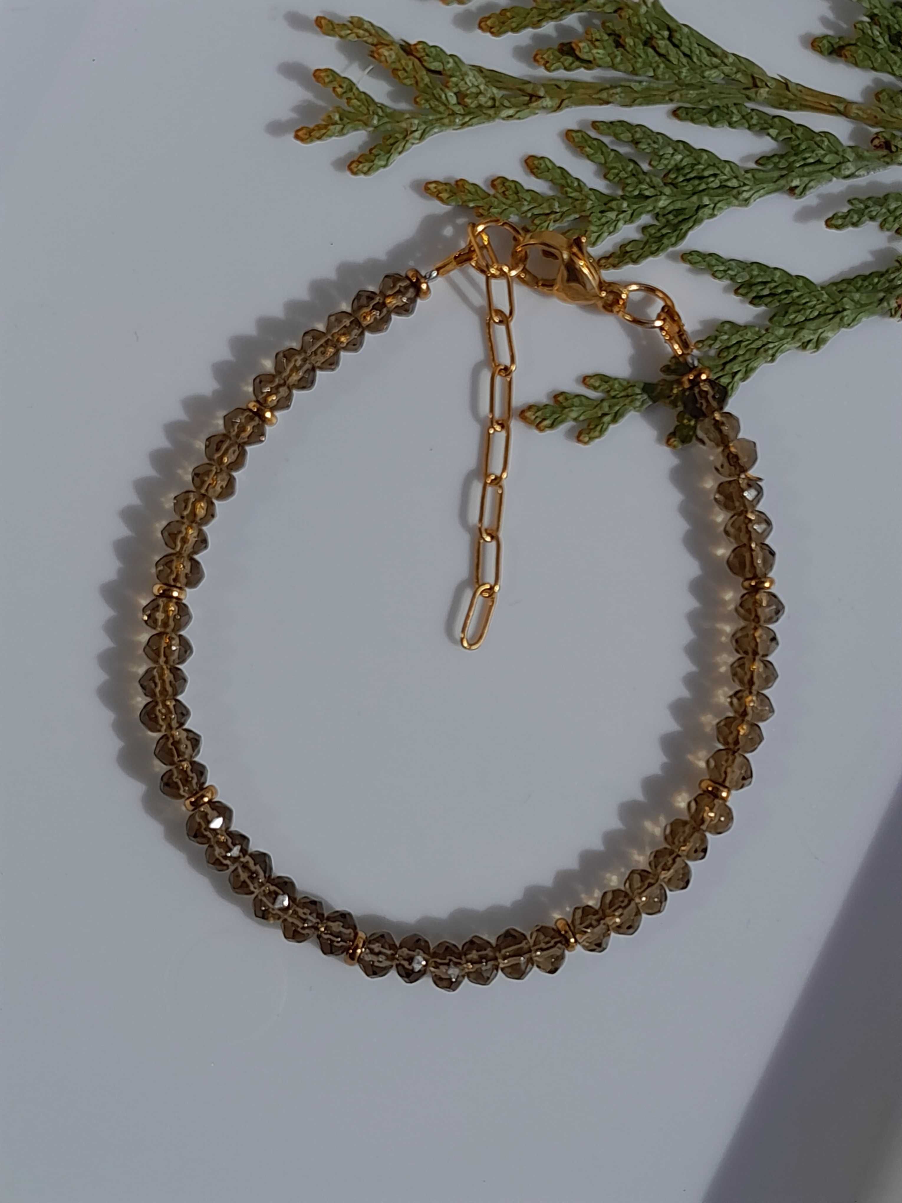 Bransoletka z kamienia naturalnego kwarc dymny rauchtopaz.