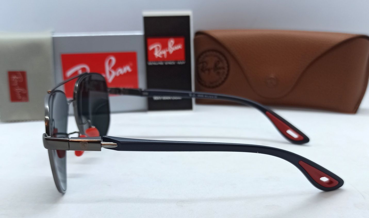 Ray Ban Aviator Ferrari очки капли мужские черные стекло в серебр мет