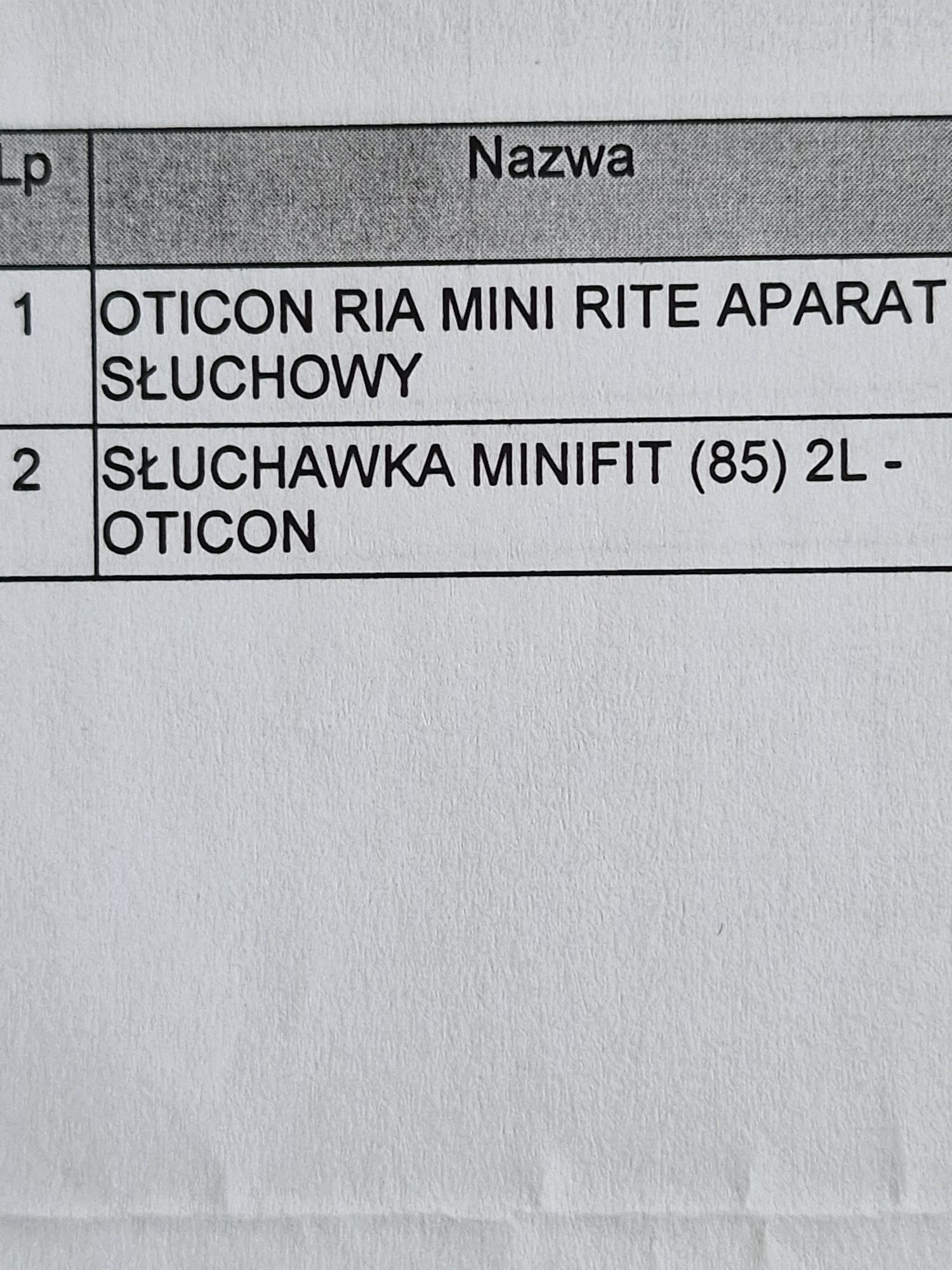 Aparat słuchowy OTICON RIA MINI RITE