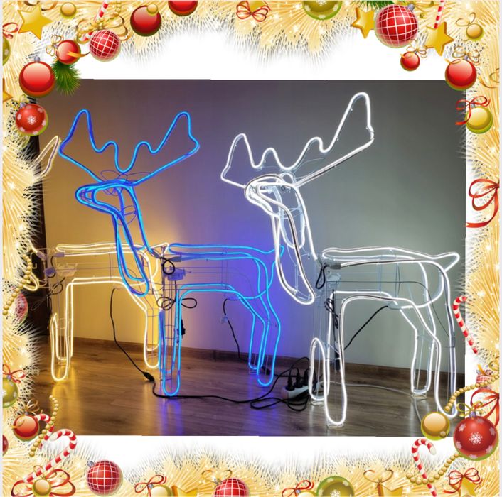 Renifer led neon XXL rusza głową nowy świąteczny 120cm duży efekt wow
