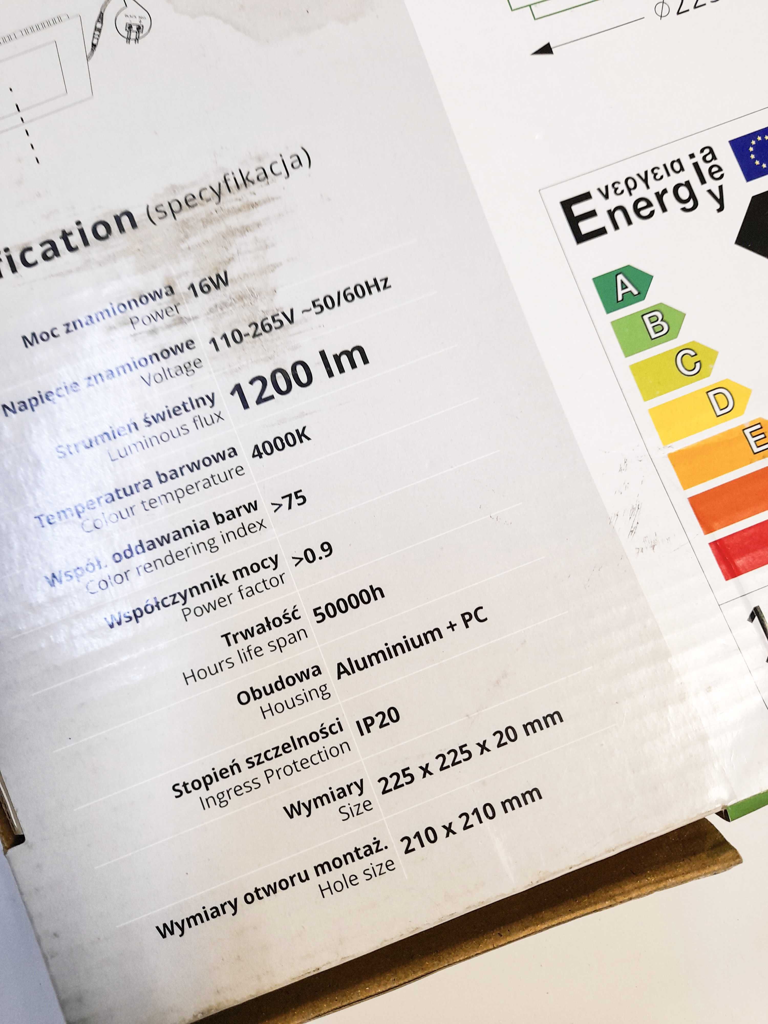 Oprawa oświetleniowa LED 2szt. 16W i 12W sufitowa wpuszczana