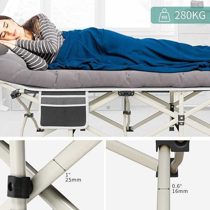 Składane łóżko kempingowe łóżko polowe składane z pokrowcem  materacem