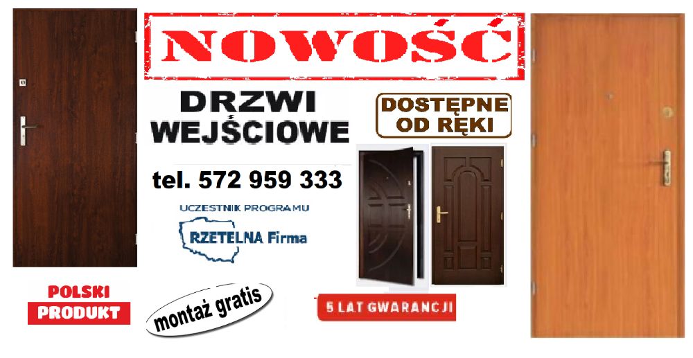 Drzwi wejściowe ZEWNĘTRZNE do mieszkania w BLOKU, domu z montażem