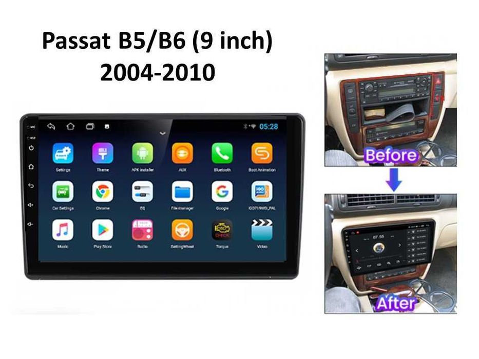 Radio samochodowe Android Volkswagen Passat B5B6 (9" black) 2004.-2010