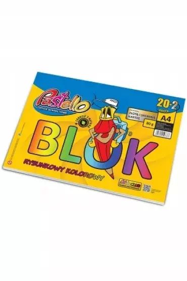 Blok rysunkowy A4 80g kolorowy 22 kartki. Alfa Pastello