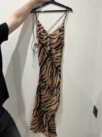 Шелковое платье леопард Zara