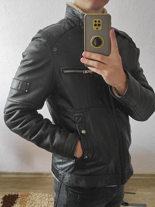 Куртка чоловіча зимова шкіряна
