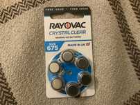 Pilhas Rayovac 675 para aparelho auditivo.