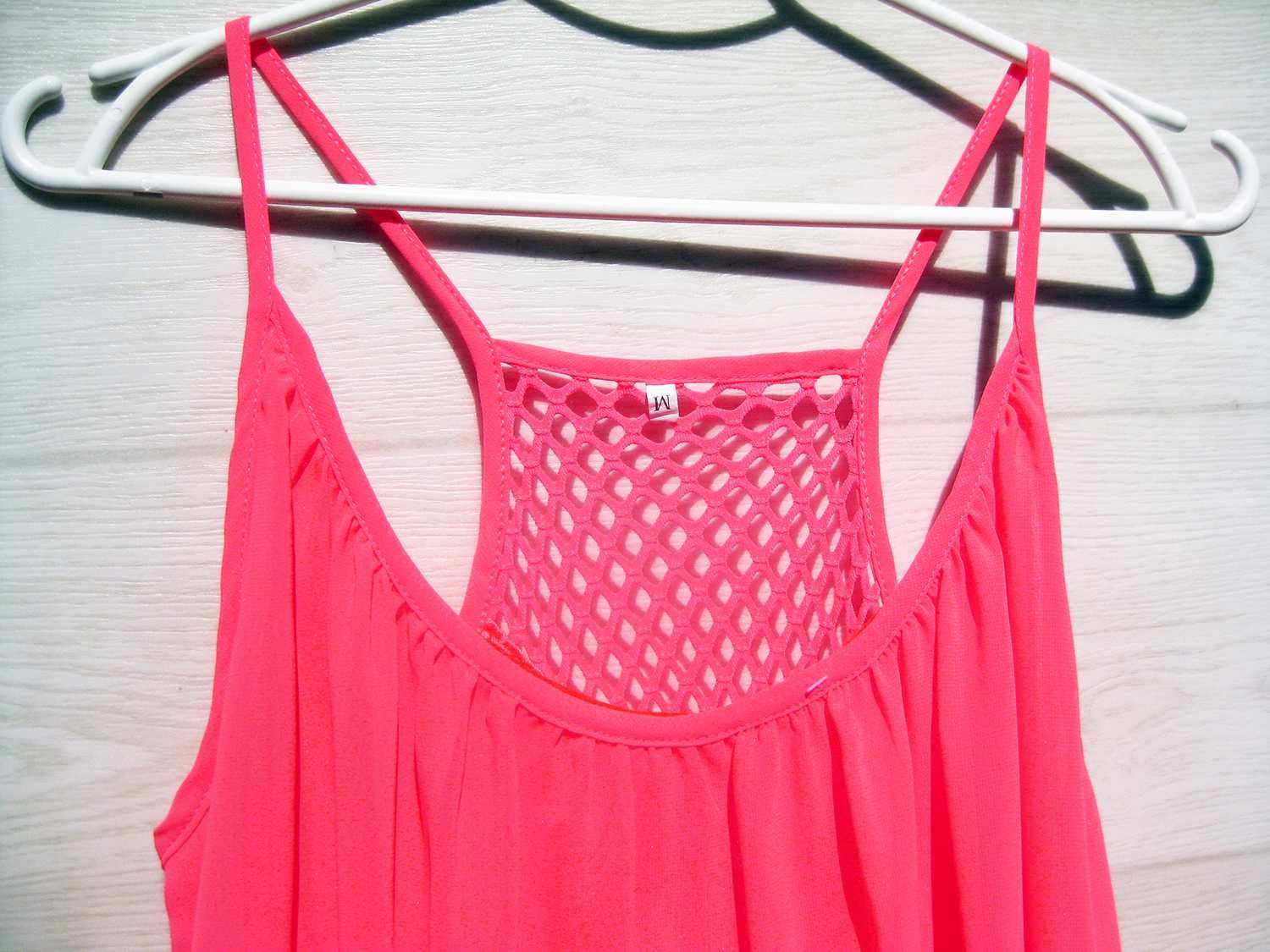 Яркое розовое шифоновое летнее платье L XL
