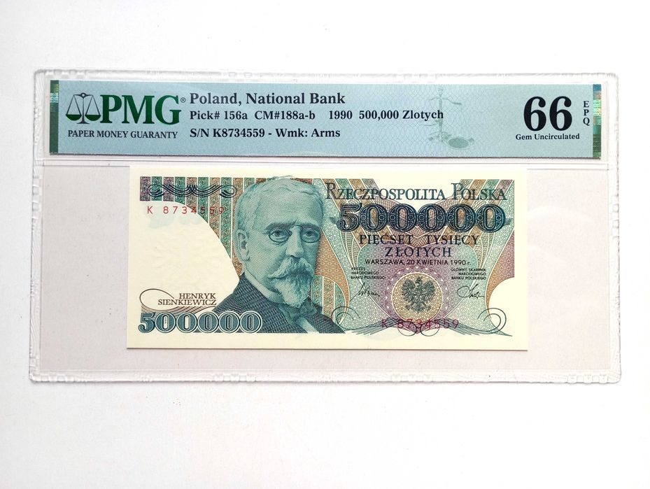 500000 zł 1990   -  K  -   UNC  PMG 66