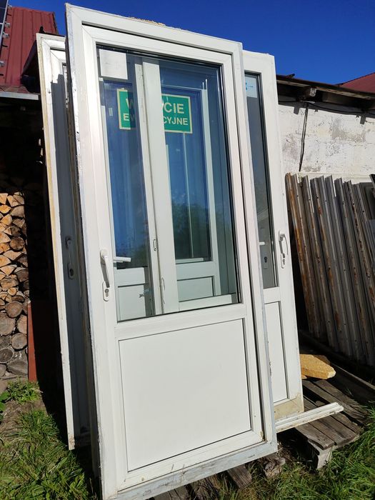 Drzwi balkonowe 88 x 210 klamka dwustronna 90 x 210 używane