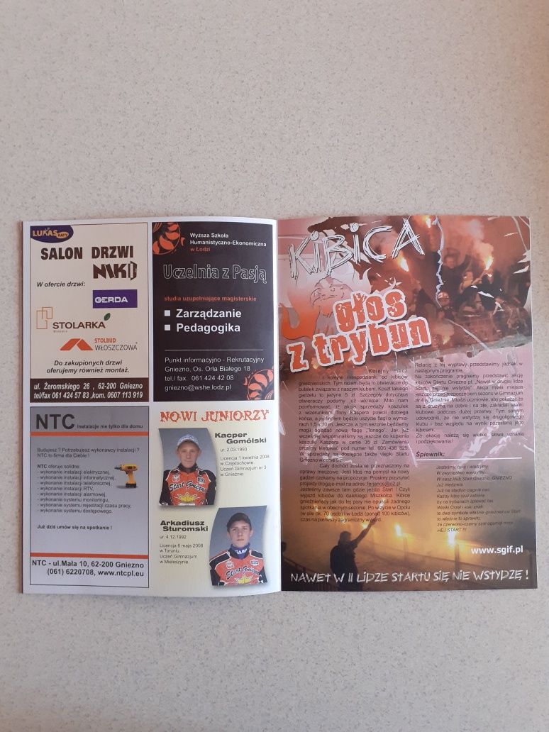 Program żużlowy 2 liga 15.06.2008r. Start Gniezno - Speedway Miszkolc