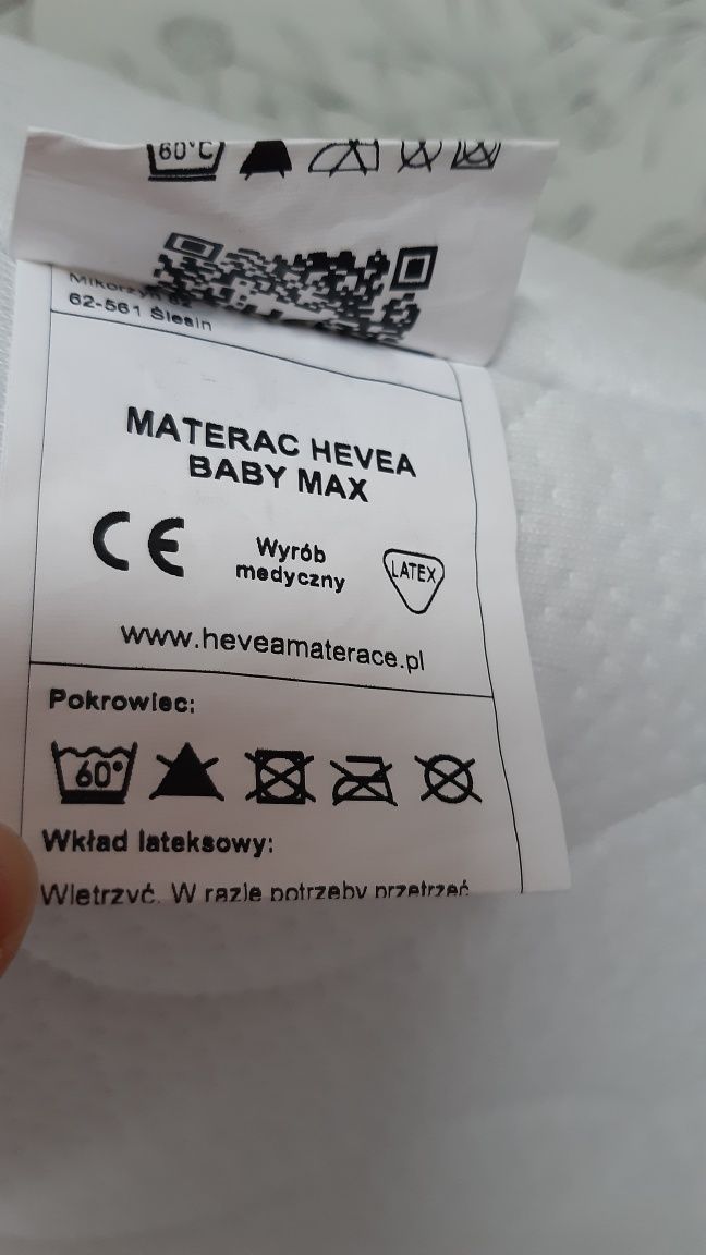 Materac lateksowy Hevea do łóżeczka 120x60