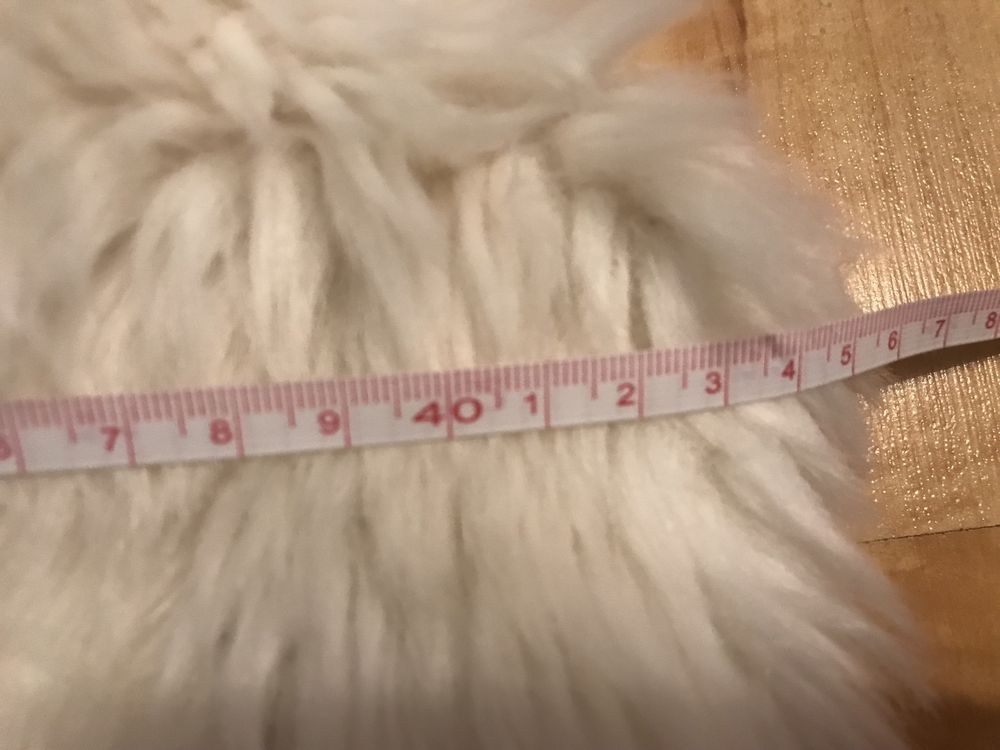 Kamizelka futro (100% akryl) z kapturem H&M, kremowa, rozm XS/S
