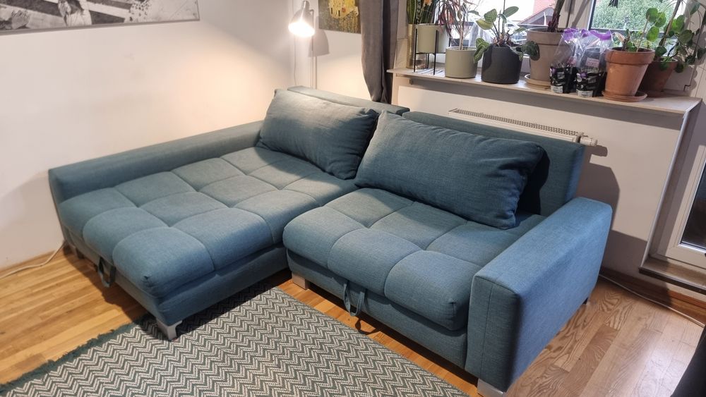 Narożnik, kanapa (Agata Meble) 234cmx167cm, z funkcją spania i pojemni