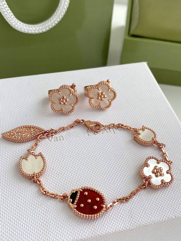 Набор сережки браслет Ван Клиф Van Cleef plum blossom