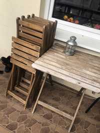 Stolik drewniany + 4 krzesła