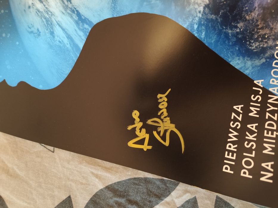 Plakat Misja Ignis z autografem Sławosz Uznański Stan Idealny Oryginał