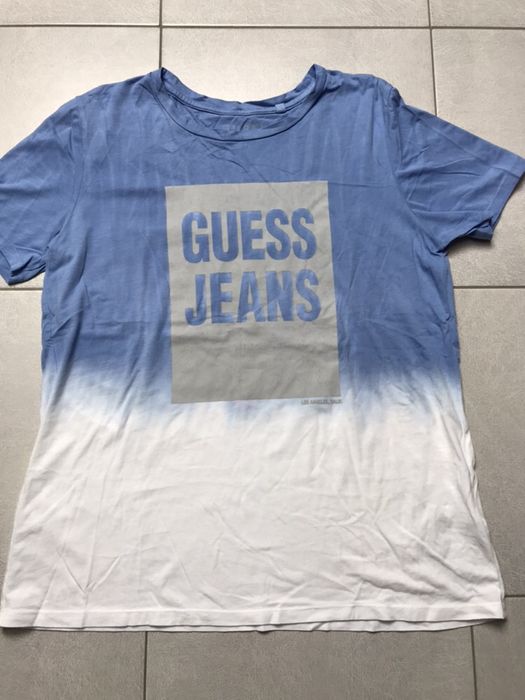 Guess śliczna koszulka Tshirt błękitno biała
