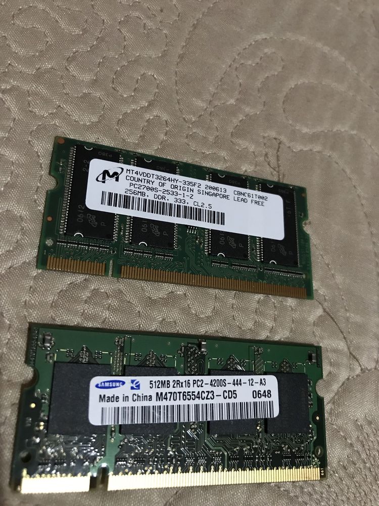 Varias Memoria RAM ddr para portatil 256mb 512mb 1gb 2gb