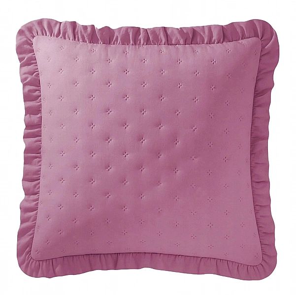 Poszewka na poduszkę 45x45 pikowana z FALBANĄ dekoracyjna Celia RÓŻOWA