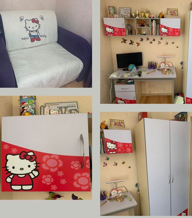 Крісло, стіл, шафа, поличка у кімнату дівчинки