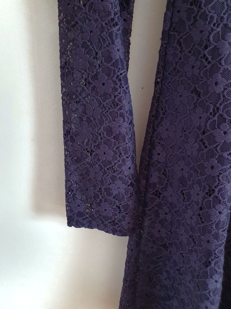 Krótka, koronkowa sukienka kwiaty flowers H&M 36
