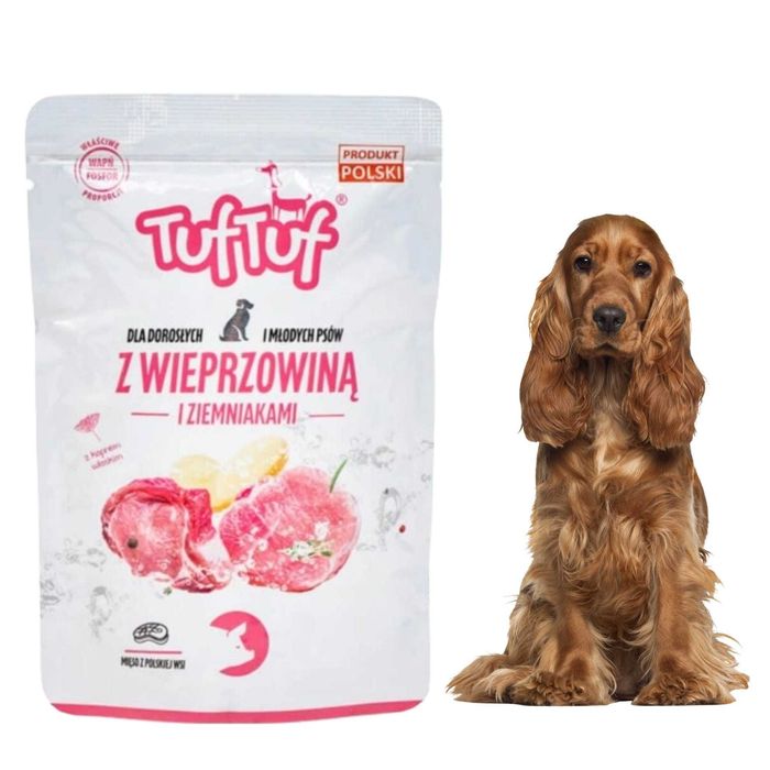 MOKRA KARMA DLA PSA TUF TUF Saszetka Wieprzowina z Ziemniakiem 40x100g