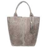 VERA PELLE torebka damska zamszowa shopper kroko na ramię V141 j.taupe
